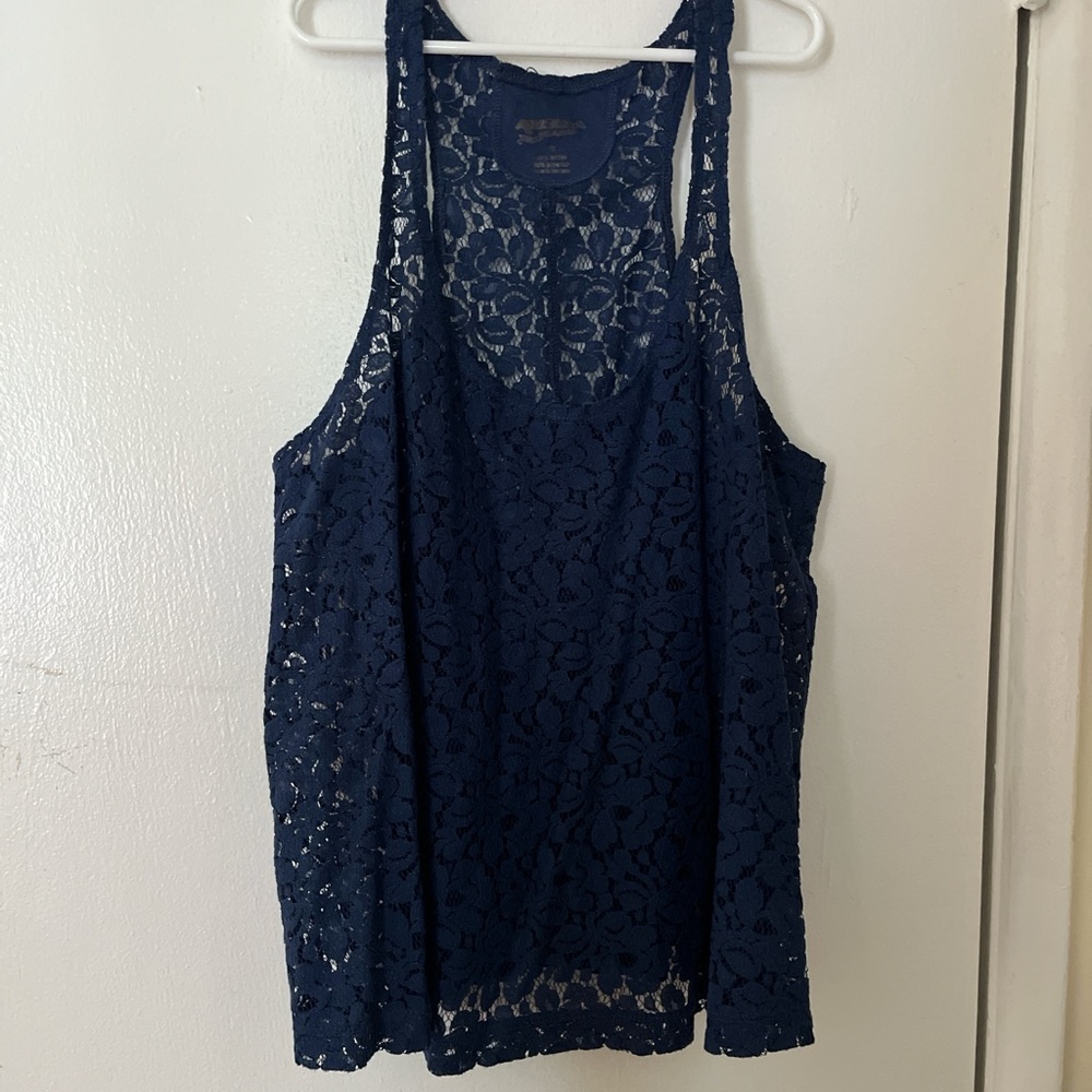 Arizona Jean Company Dark Blue Lace Tank Top